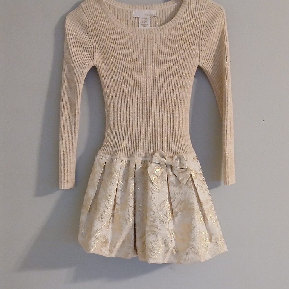 Camilla Cream and Gold Kids Formal Dress